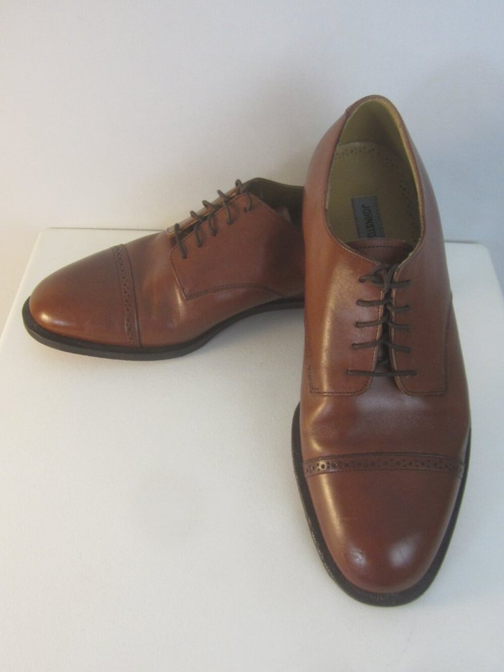 Johnston & Murphy Aristocraft Men 9 E Brown Leather Cap Toe Dress Shoes Classic - Picture 9 of 14